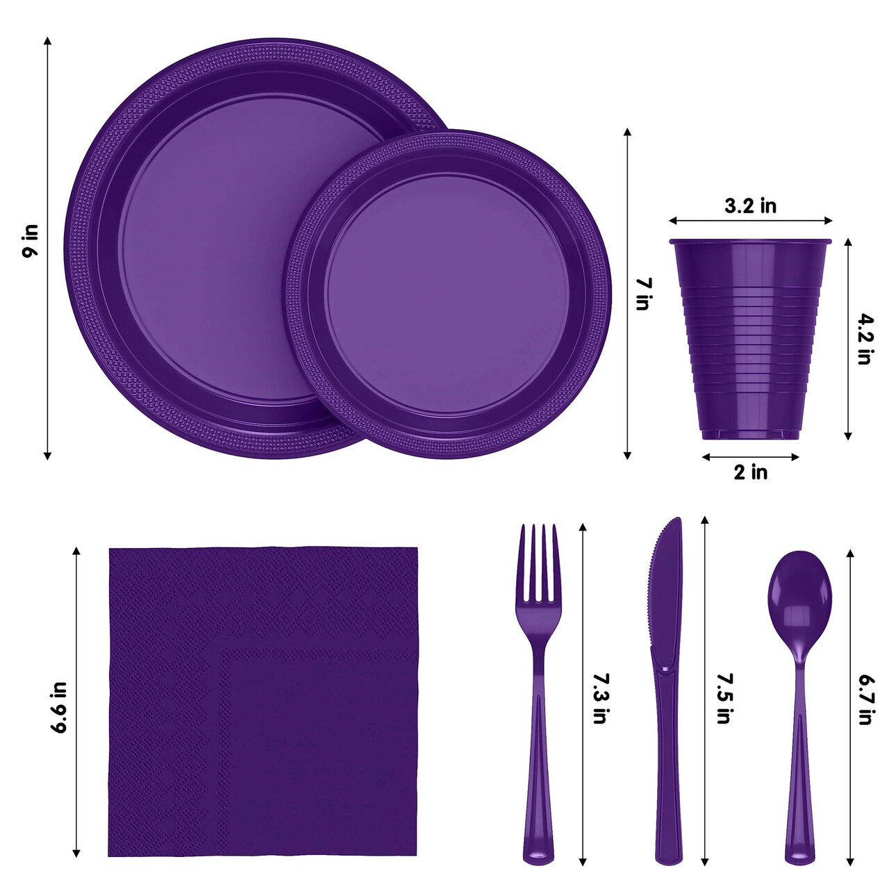 350 Count Purple Disposable Plastic Tableware Set Party Supplies Combo Pack